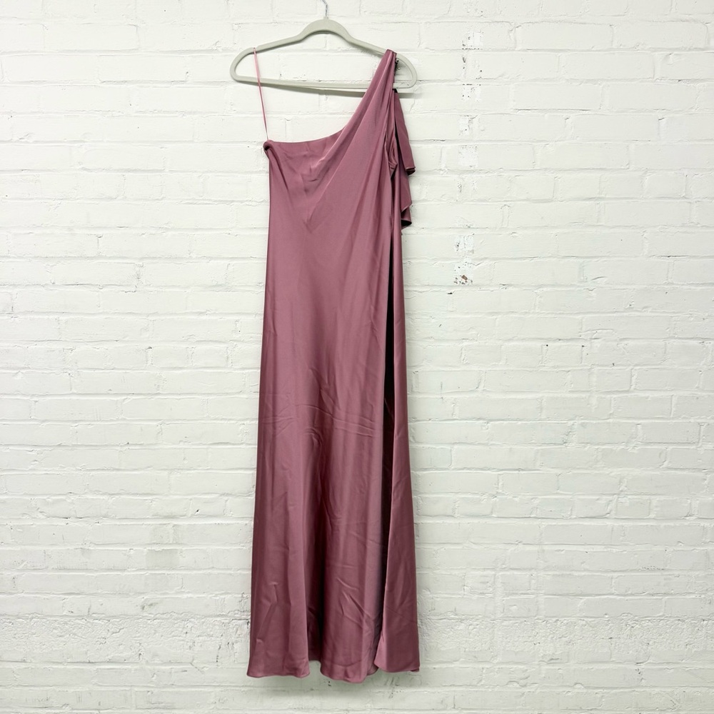 NWT Lauren Ralph Lauren Satin Charmeuse One-Shoulder Gown Pink Size 8 - Picture 7 of 7